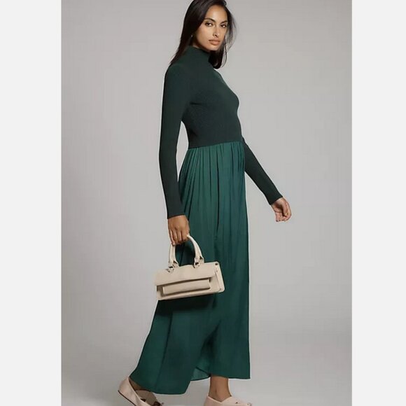 Anthropologie 3X The Thea Twofer Sweater Dress Mock Turtle Neck Holly Green NWT - Picture 7 of 8